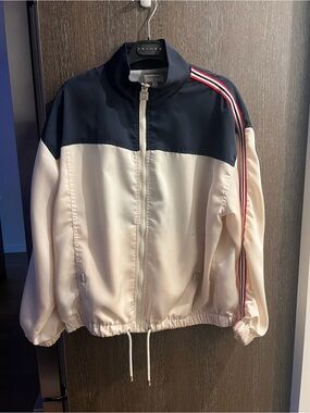 CHANEL Navy & Cream Athletic Zip-Front Track Jacket